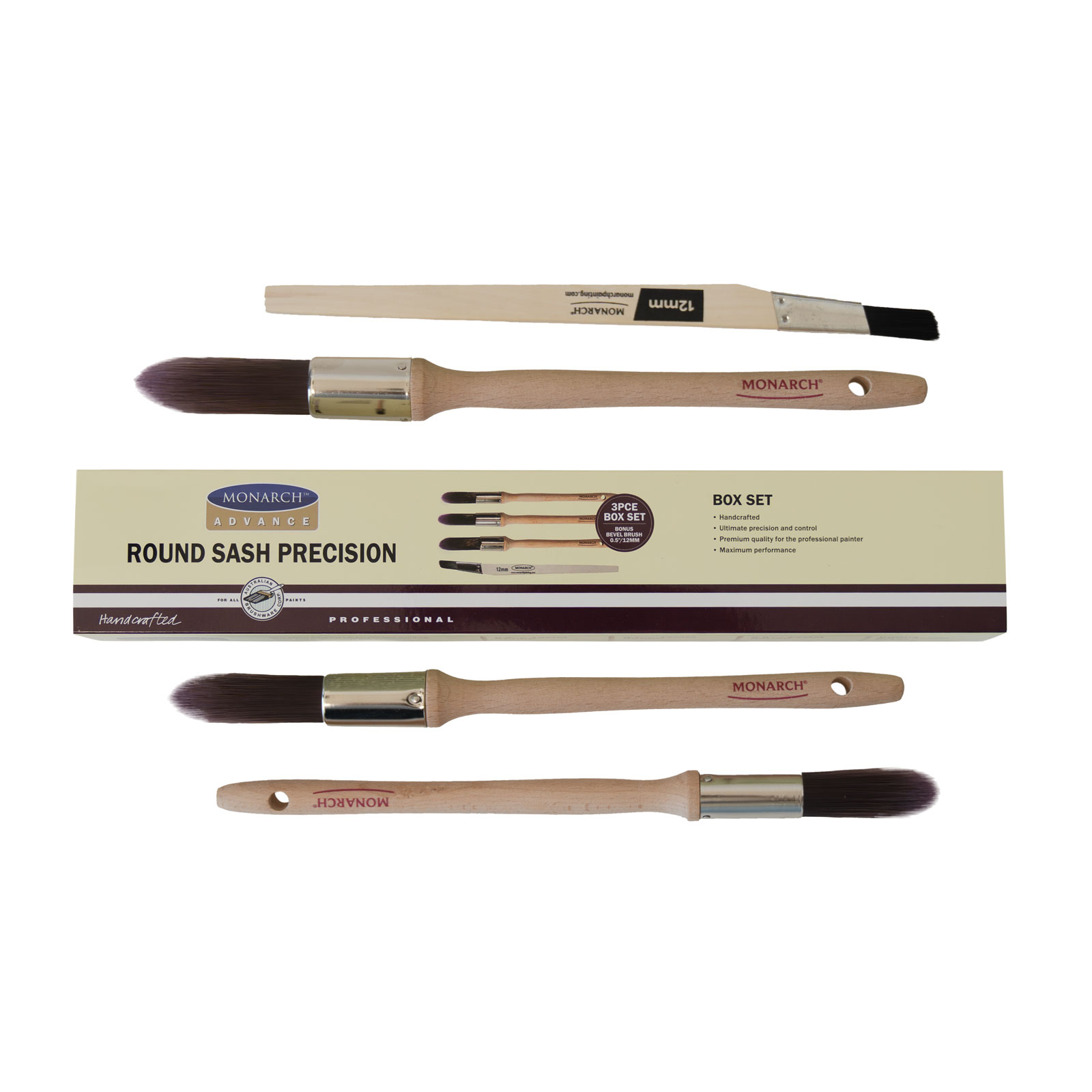 Monarch Advance Round 4pk brushes out of packaging view