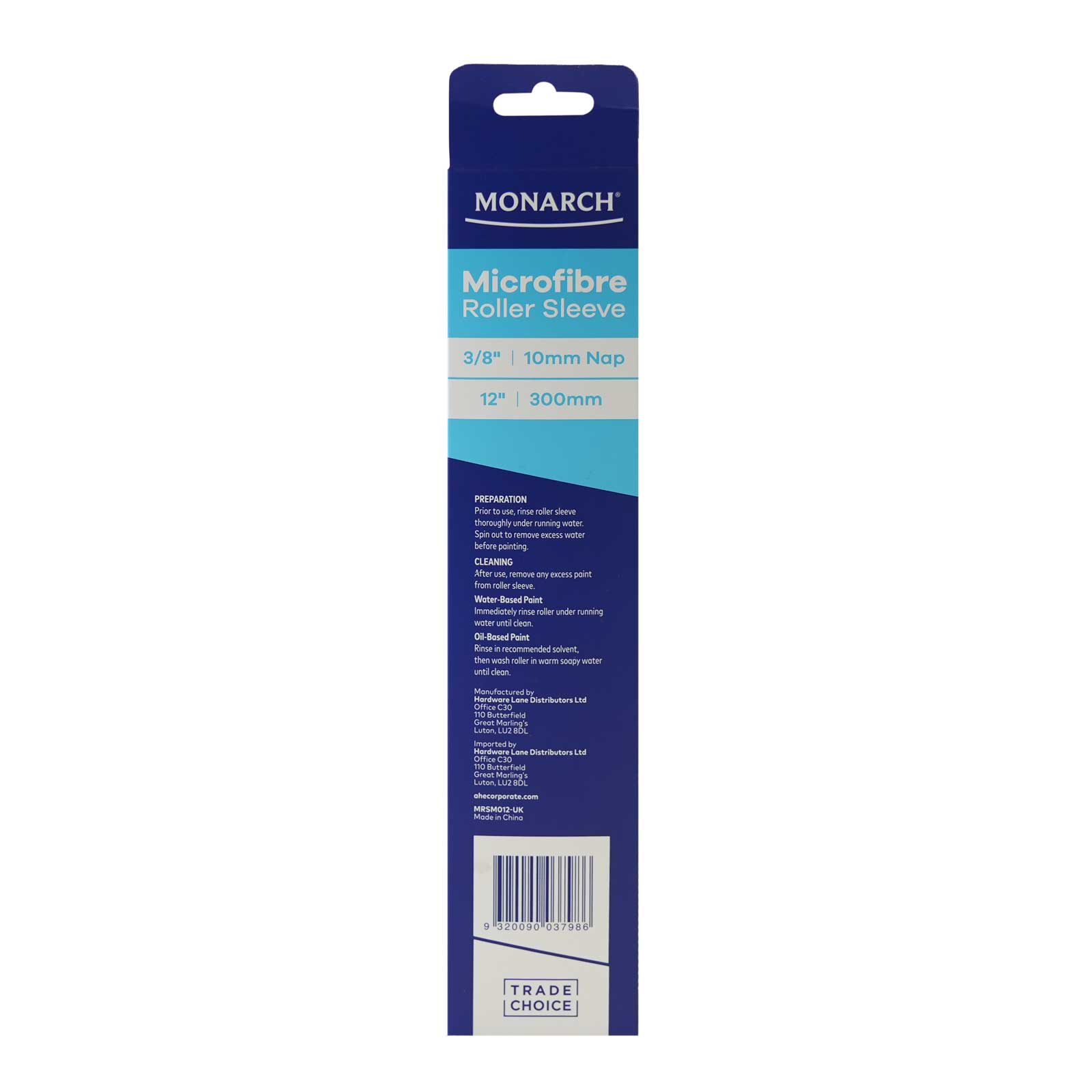 Microfibre Roller Sleeve 12" (300mm) - 10mm Nap back image with packaging