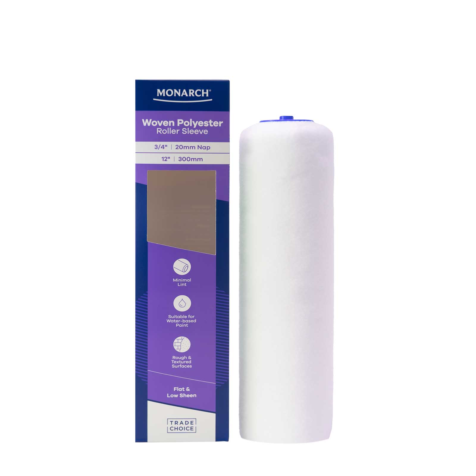 Monarch Render & Brick Walls Roller Sleeve - 12" (300mm) - 20mm Woven Polyester outside of packaging